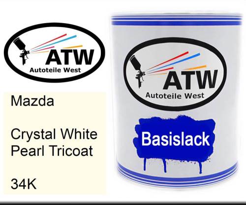 Mazda, Crystal White Pearl Tricoat, 34K: 1L Lackdose, von ATW Autoteile West.